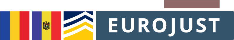 Romania and Moldova flags, Europol and Eurojust logo