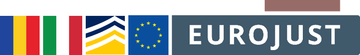 Flags of Italy and Romania, logos of Europol and Eurojust