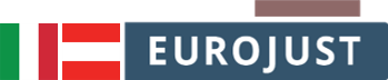 Flags of Italy and Austria, logo of Eurojust