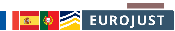 Flags of France, Spain, Portugal, and Europol, Eurojust logos