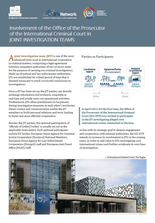  Involvement of the Office of the Prosecutor of the International Criminal Court in joint investigation teams
