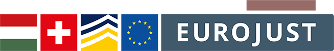 Flags of HU, CH, Europol, Eurojust logos