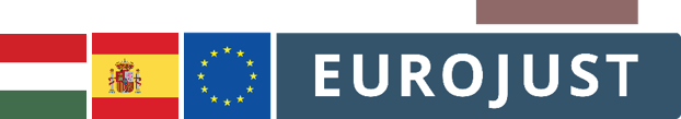 Flags of HU, ES, logo of Eurojust