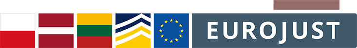 Flags of PL, LV, LT, Europol, Eurojust logos