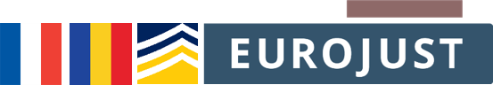 Flags of France, Romania, logos of Europol and Eurojust