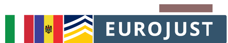 Flags of Italy and Moldovia, logos of Europol and Eurojust