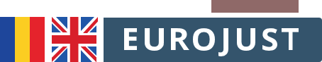 Romanian and UK flag plus Eurojust logo