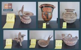 Archaeological artefacts and pieces of pottery