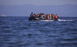 Immigrant smuggling, rubber boat on sea